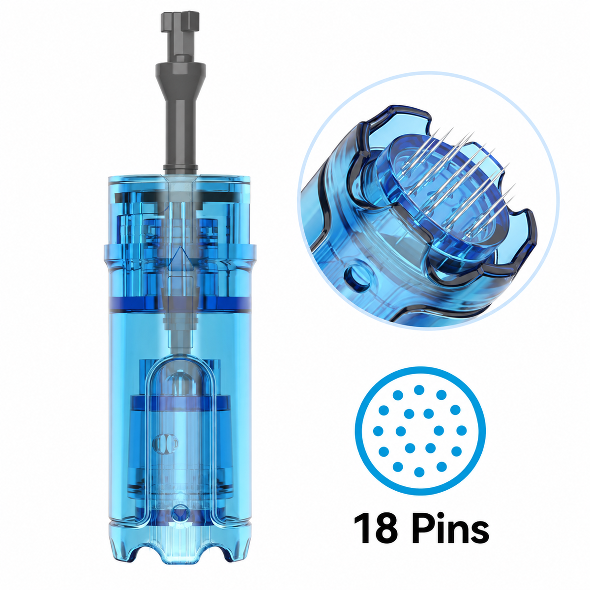 18-pin replacement cartridge for Dr. Pen M9 and M8 Max with needle-tip detail
